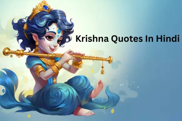 Krishna, playing a flute with serene expression, surrounded by nature and animals.