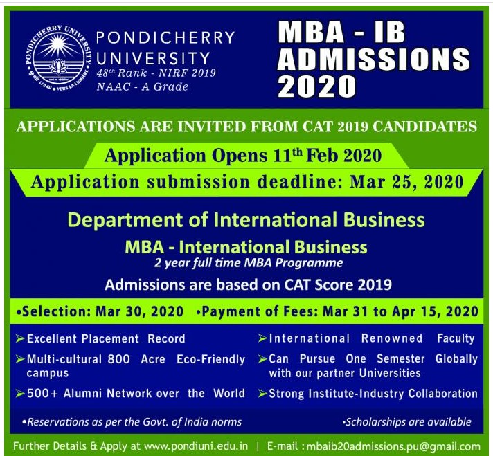 Pondicherry University 2020 Application Form (Extended) – Apply Online Here