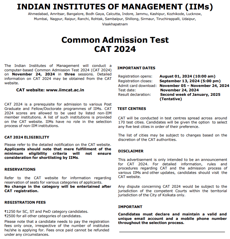 cat 2024 notification